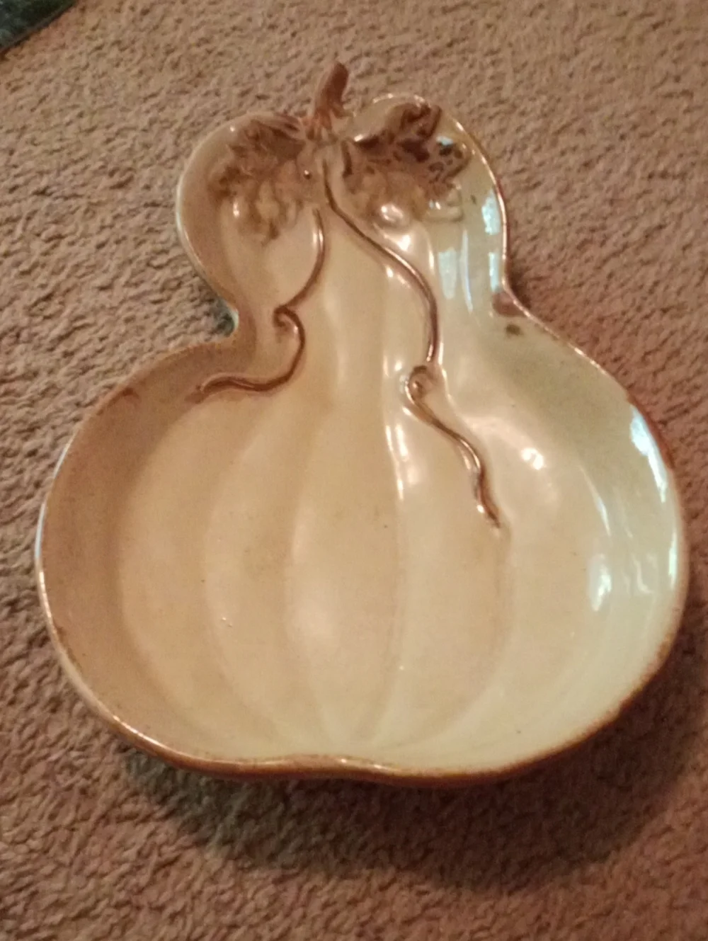 Cream Ceramic Squash Shaped Serving Dish